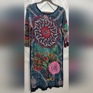 Desigual Floral Peacock Design Long Top From Spain
